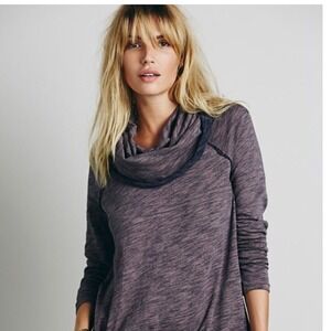 Free People Beach Cocoon Sweater Top Cowl Neck Heathered‎ Long Sleeve Pullover M
